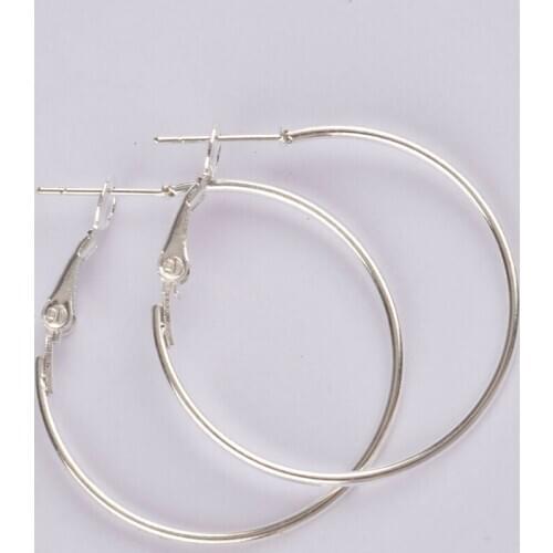 500pcs silver plated 30mm hoop earring findings round circle ring earrings jewelry findings accessories