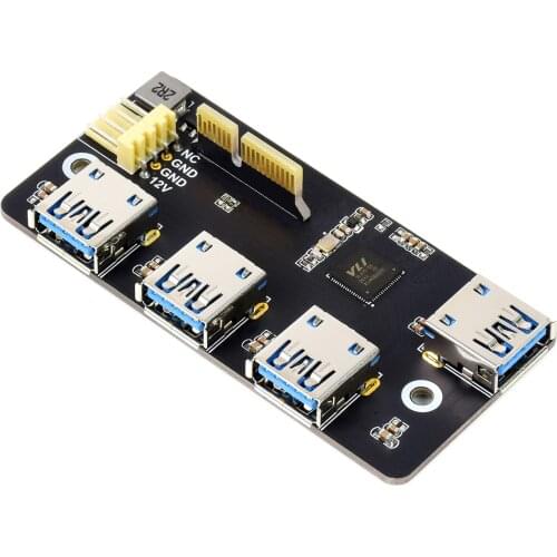 Waveshare PCIe TO USB 3.2 Gen1 Adapter, Designed For Raspberry Pi Compute Module 4 IO Board, 4x High Speed USB Ports