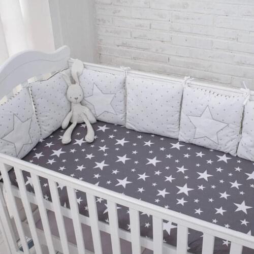 6 Pcs Baby Bed Bumper Cute Animal Star Pattern Crib Bumper Infant Cot Portector For Newborn Baby Bedding Set Pillow Soft Cushion