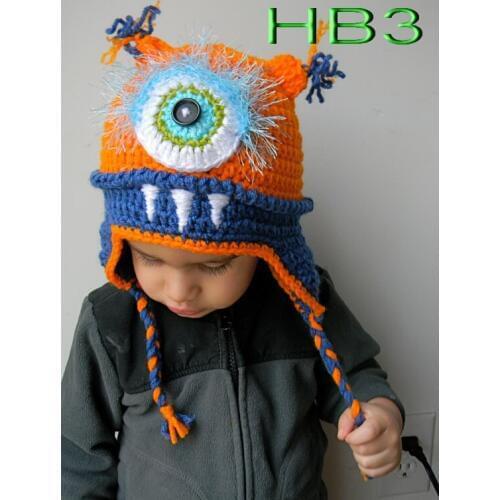 Free shipping, 100% cotton New Handmade Cyclops BuBu Baby Knit Crochet Hat ,baby hat photo props New Gift