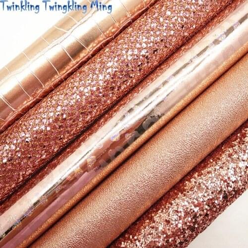 Rose Gold Chunky Glitter Canvas Sheet, 8"x11" Glitter Sheets, Leopard Faux Leather Sheet For Hair Bow & Earring Fabric XM074