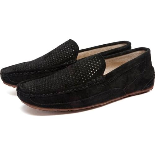 Large Size 45 46 Breathable Men Loafers Soft Man Moccasins High Quality Leather Summer Shoes Slip On Flats Mens Driving Shoes