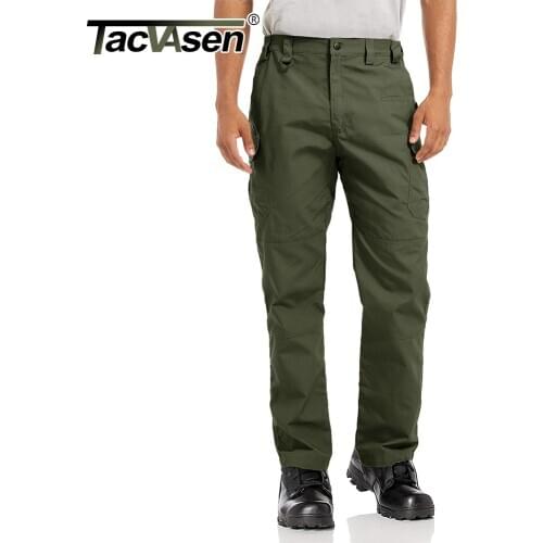 TACVASEN Rip-stop Cargo Pants Mens Work Trousers Full Length Tactical Hunting Hiking Military Army Pants Police Training Pants