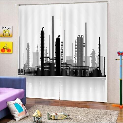 Black building wallpapers Luxury Blackout 3D Window Curtains For Living Room Bedroom Customized size Decoration curtains