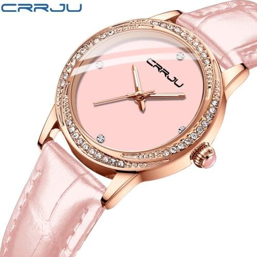 CRRJU New Women Watches Top Brand Luxury Wrist watch relogio feminino Clock for Women Leather Ladies Quartz Ladies Wristwatch