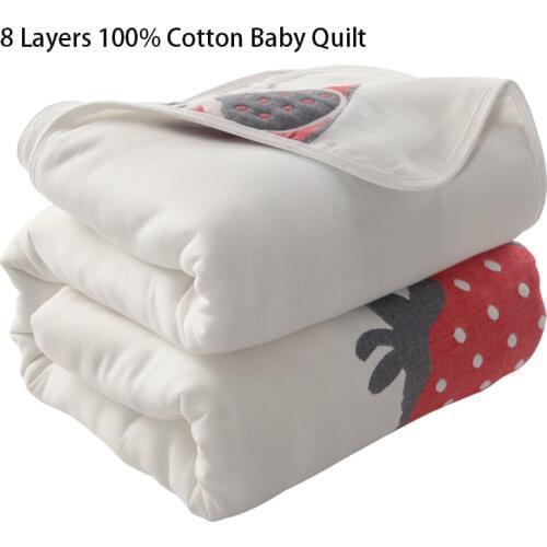 8 Layers Cotton Baby Quilt Newborn Baby Wrap Blankets Soft Toddler Infant Bedding Quilt for Bed Sofa Basket Stroller Blankets