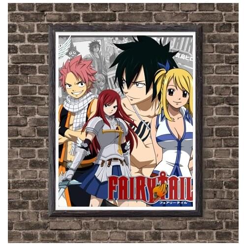 Fairy Tail END Natsu Freeze Grey Erza Magician Lucy Anime Canvas Wall Art Print Poster Decor,8 x 10 Inches,Ready To Hang