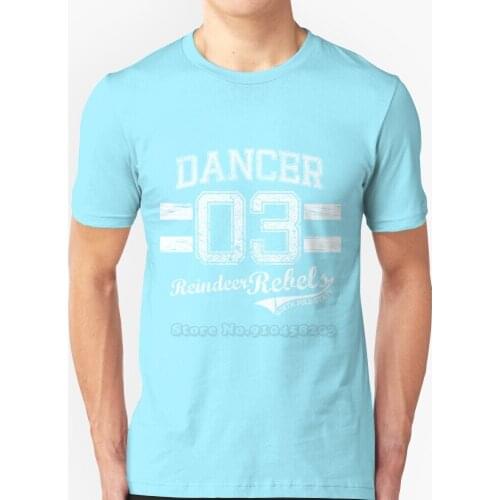 Dancer Reindeer Rebel T Shirt Round Collar Short Sleeve T-Shirts Rudolph Rudolf Blitzen Santa Christmas Reindeer Sports Dasher