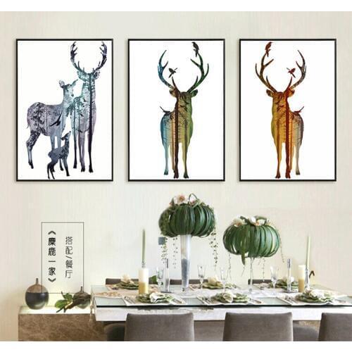 HAOCHU Nordic animal elk pattern combination form living room art decoration painting modern simple bedroom European restaurant