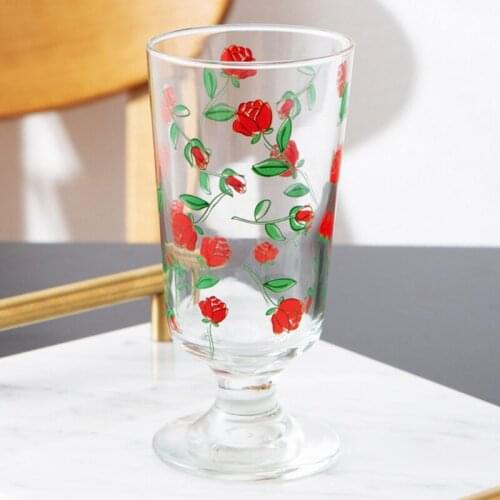 Interesting 280ml Romantic Iris Rose Snifter Multi-Purpose Wine Glass Inside Same Cup Cocktail Coke Juice Goblet Gift Wine Set