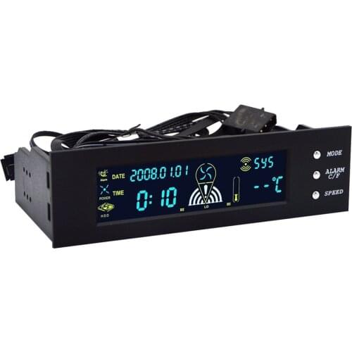 5.25" Fan Speed Controller Computer Case Fan Temperature Controller Front Panel Date Time Temperature Display Drive Bay