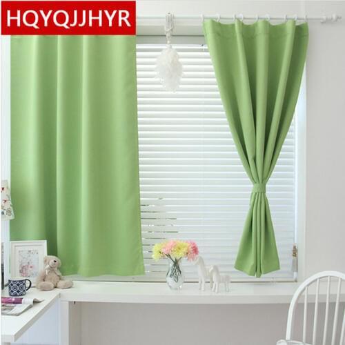 2019 new Korean solid color short blackout curtains for bedroom / living room modern and simple curtains for kitchen balcony