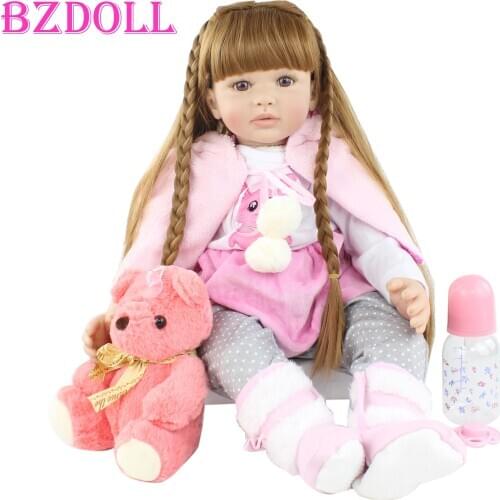 60cm Soft Silicone Reborn Baby Doll Toys For Girl Long Hair Princess Toddler Babies Boneca Birthday Christmas Gift Brinquedos