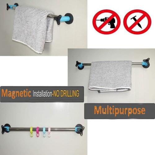 AUXPhome Magnetic Towel Bar | Towel Rail | Magnet Towel Hanger - Stainless Steel - 18-Inch - No Towel
