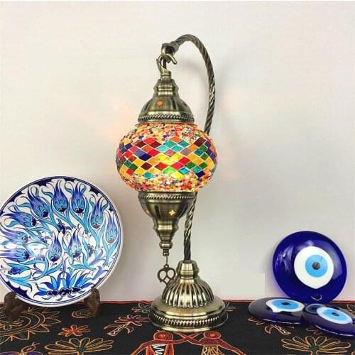 Moroccan Table Lamp Retro Romantic Nightlight Bedroom Restaurant Hotel Bar Turkish Handmade Glass Table Lamp