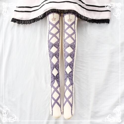 Japanese-style Sweet Lolita Lolita Silk Stockings Bow Patyhose Dress Accessories GIRLS Stockings