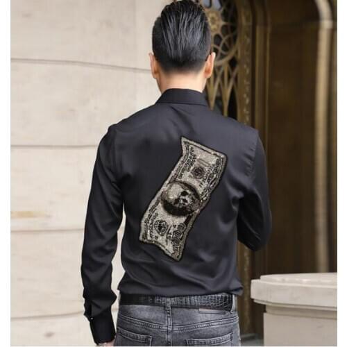Fashion yong man Brand Hot drill Male Fashion Casual Men Shirts Casual Shirt Tops High Quality Slim Fit Shirt drop ship