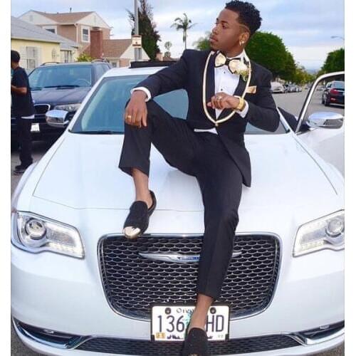 Fashionable One Button Black Groom Tuxedos Shawl Lapel Groomsmen Men Blazers 2 piece Suits (Jacket+Pants+Tie) NO:338