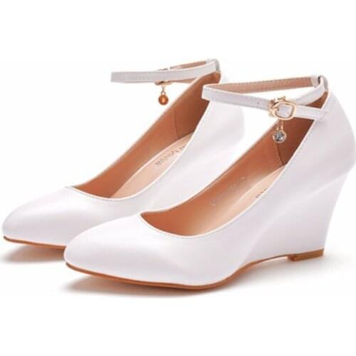 Fashion sexy pedicure slimming high heels womens shoes wedge heels high heels casual shallow buckle pointed single shoes