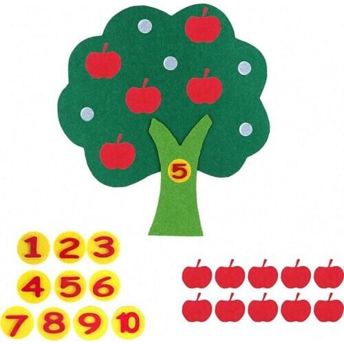 Montessori Math Toy Apple Trees Teach Kids Development Intelligence Kindergarten Diy Weave Cloth Early Learning Education Toy