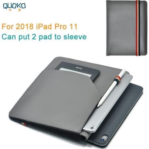 Can put 2 pad sleeve pouch cover,microfiber leather tablet sleeve case for 2018 iPad Pro 11"