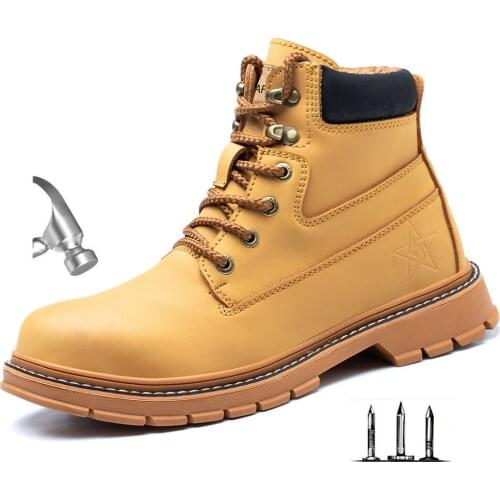 Dropshipping Men Steel Toe Protective Indestructible Safety Shoes Boots Men EU Standard Puncture Proof Work Boots Shoes