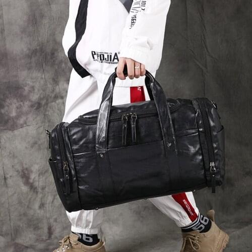 YILIAN Soft leather mens travelling bag large capacity fitness travel bag fashion versatile handbag