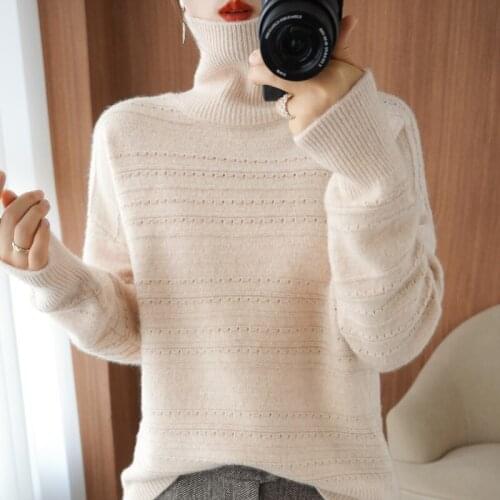2021 autumn and winter new loose knit sweater half turtleneck sweater