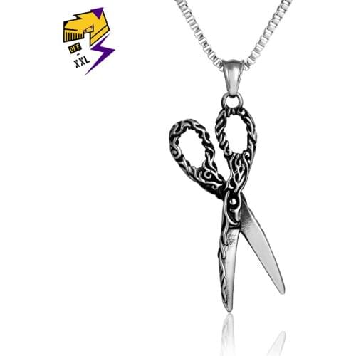 Scissors Haircut Barber Men Necklaces Pendants Chains Punk Stainless Steel Necklace for Men Boy Fashion Jewelry Gifts