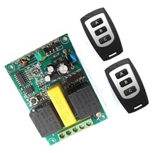 AC 220V 10A 1000W 2 CH Wireless remote reverse switch Receiver & 2 transmitter formotor, electric doors, automatic barrier