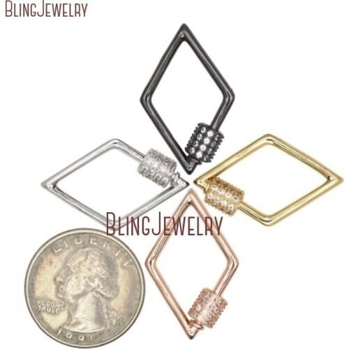 14k Gold Filled Rose Gold Silver Gunblack Rhombus Pendant Screw Clasp Lock Carabiner Lock FC32863
