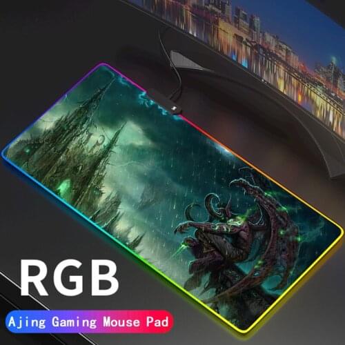 Custom Large Gaming RGB World of Warcraft Mouse Pad Gamer Keyboard Rubber MousePad USB Wired LED Big Backlight WOW Desk Mat