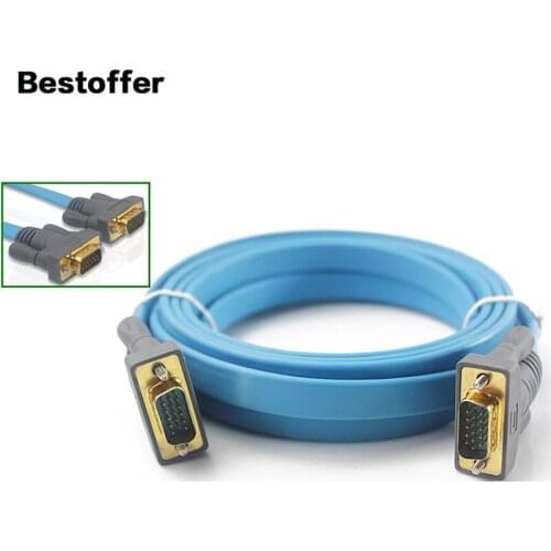 Gold-Plated VGA 3+6 15 Pin Male to Male Flat Computer TV HD Ultra-Thin Cable