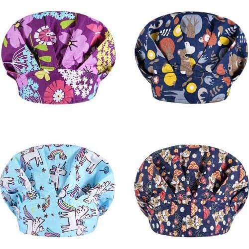 Restaurant Chef Work Hat Elastic Hat with Sweat Towel Cooking Cap Kitchen Hotel Work Hat Adjustable Animal Printing Catering Cap