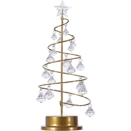 Christmas Led Tree Light Home Party Wedding Festival Tabletop Decor Warm White Decorative Lamp with Crystal Pendant