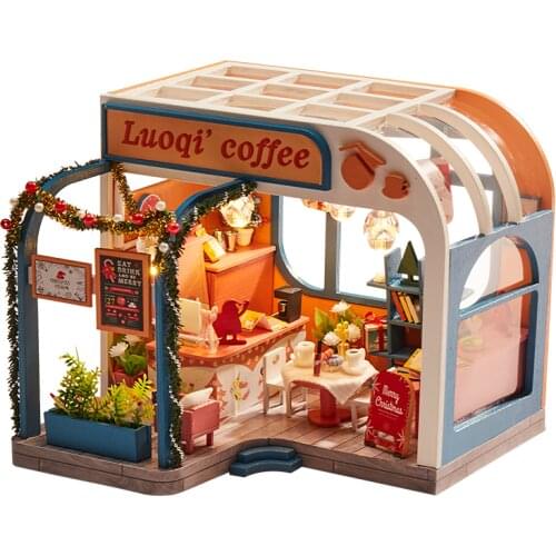 Christmas New Year Gifts DIY Wooden Doll Houses Miniature Dollhouse Furniture Kit Toys for children Casa