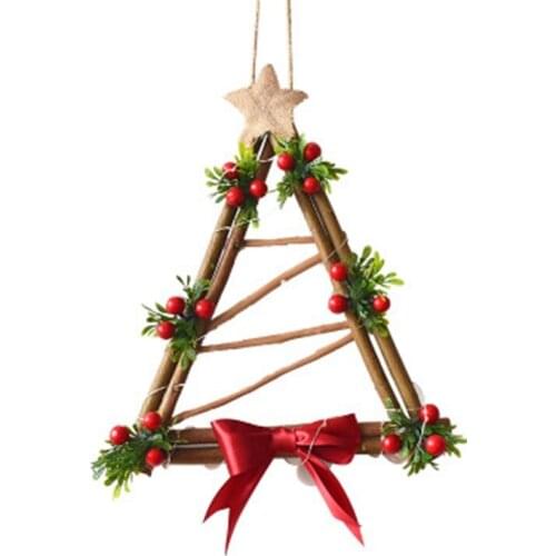 Christmas Wreath Garland Door Window Wall Hanging Ornament Decoration Rattan with Bow Pine Cones