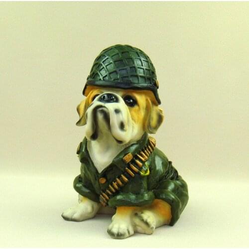 Funny Figurines Bulldog in Uniform Resin Pitbull Miniature Cartoon Decoration Gift and Craft Knickknack Ornament Accessories
