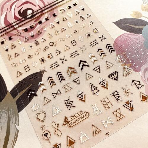 TSC-152 to 191 Geometry pattern Letter 3D Back glue Nail decal Nail sticker Nail decoration Nail art Nail tool Nail ornament