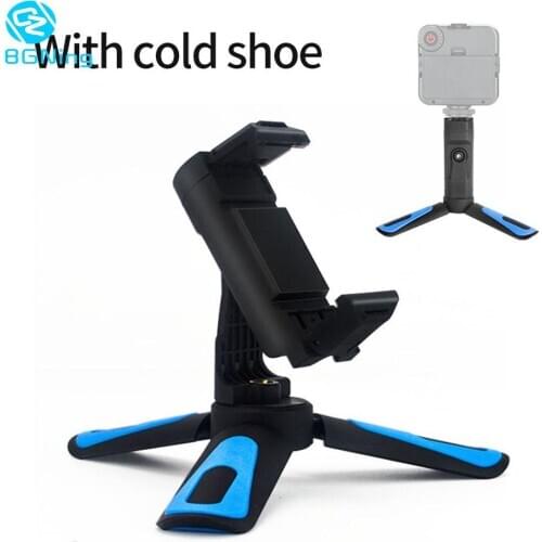 360 Rotation Vertical 2 in 1 Mini Desktop Tripod Phone Mount Holder Stand Bracket for 58mm-85mm Mobile Clip Clamp with Cold Shoe