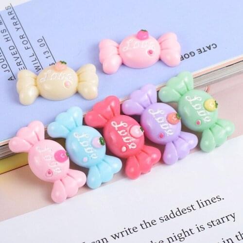 10pcs 31*15mm Pstel Colors Love Candy Shape Resin Cabochons Ornament Accessory Embellishments Patch Sticker Buttons Charms DIY