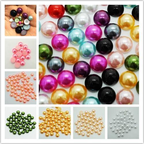 2/3/4/6/8/10/12 MM Imitation Pearl Beads Half Round Flat back mixed plastic Beads Wholesale For Jewelry Making DIY Accessories