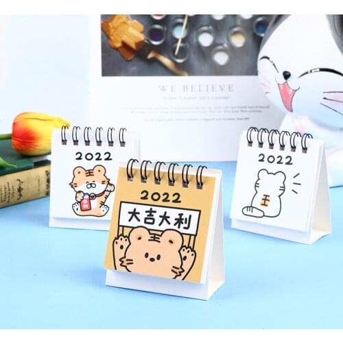 2022 Kawaii Desk Calendar Plan Notebook Cute Large Desktop Calendar Book Cartoon Desktop Creative Notepad Girls Heart Calender