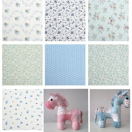 7pcs x 25*25cm Florals Sew Cotton Fabric Fat Quarters Gingham Quilt DIY HandCraft