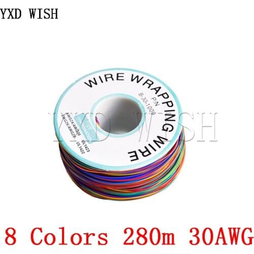 8 Colors 280m 30AWG Wrapping Wire Tinned Copper PCB Cable Breadboard Jumper Insulation Electronic Conductor Wire Connector Diy