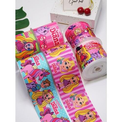 Free shipping 3 Inch 75 mm Cartoon Printed Grosgrain Ribbons for Bows Craft Suppliers 53112