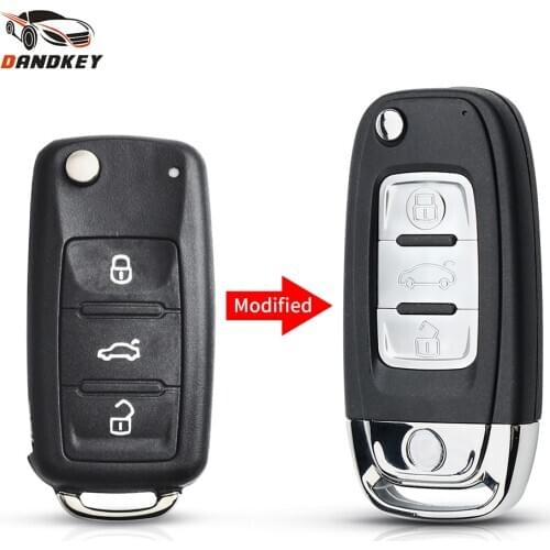 Dandkey For VW VOLKSWAGEN Caddy Golf Jetta Beetle Polo Tiguan Modified Flip Folding Remote Key Shell 3 Buttons Car Key Case