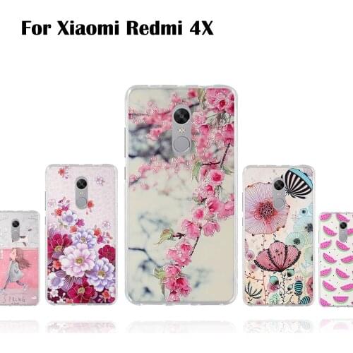 For Capa Xiaomi Redmi 4X Case Cover Soft TPU Silicone Back Phone Cases For Xiaomi Redmi 4X 4 X 5.0" Cover Case Floral Bag Funda
