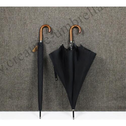 2pcs/lot Long-handle auto open 70T wooden classical business gents umbrellas anti-thunder fiberglass outdoor commercial parasol