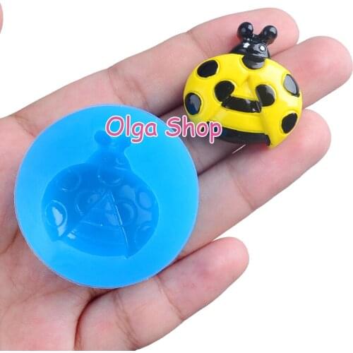 DYL662 27.2mm x 26.3mm Ladybird Silicone Mold Fondant Cake Decoration Candy Resin Clay Earrings Necklace Craft Soap Candle
